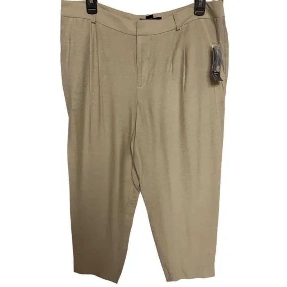 INC International Concepts Cropped Pants 8 Beige Pleated Front Tailored Chic New